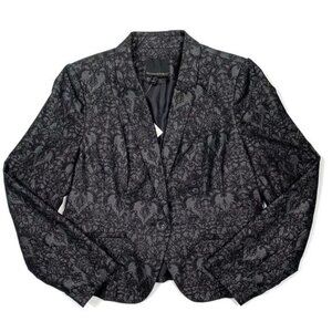 Banana Republic Metallic Damask Holiday Party Blazer Black Charcoal 10 Petite